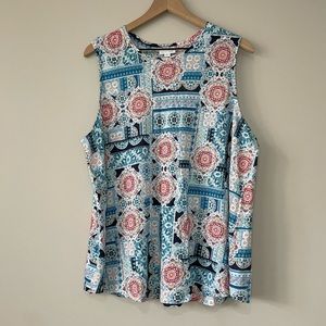 J.Jill love linen medallion sleeveless top